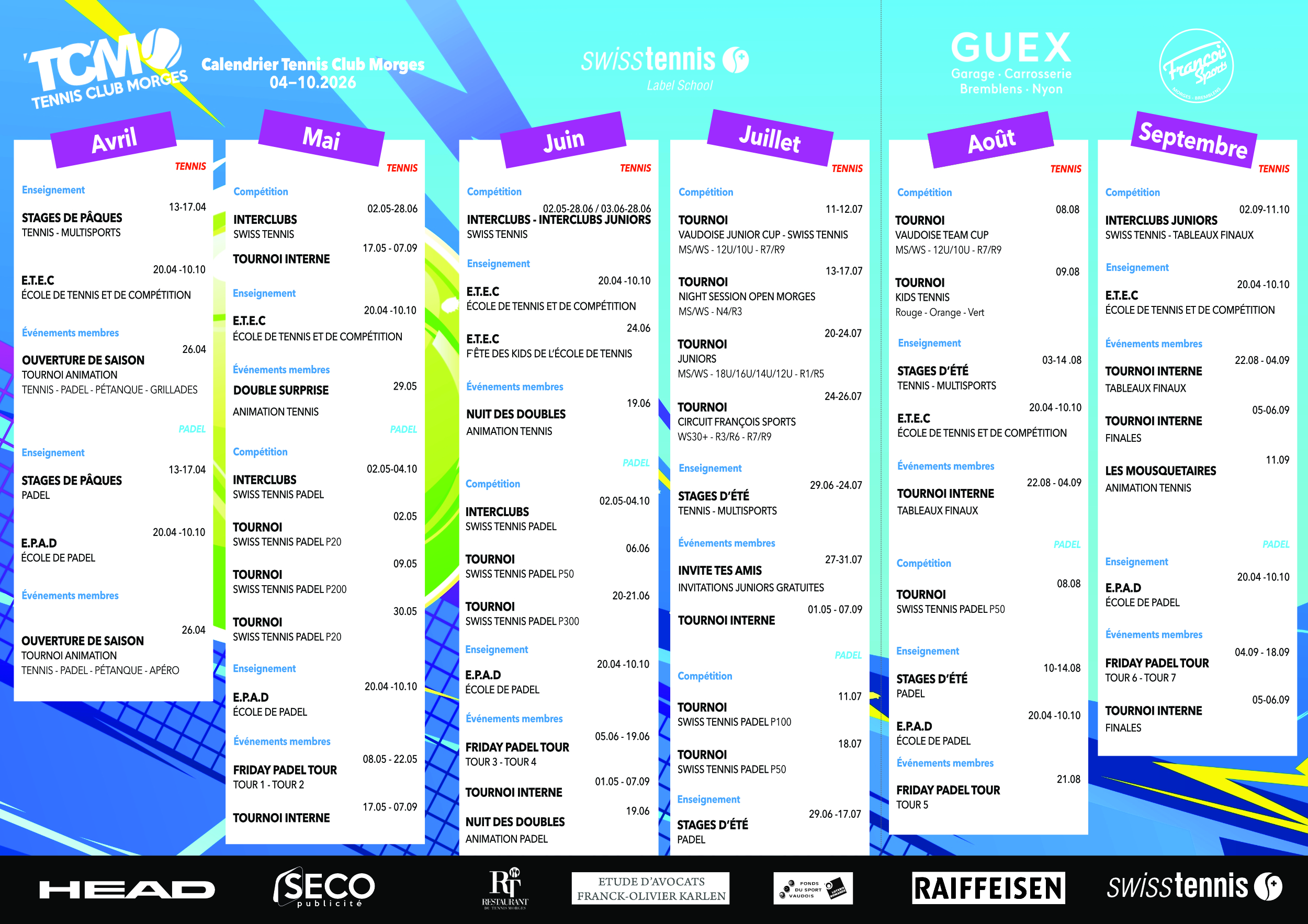 calendrier été 2026